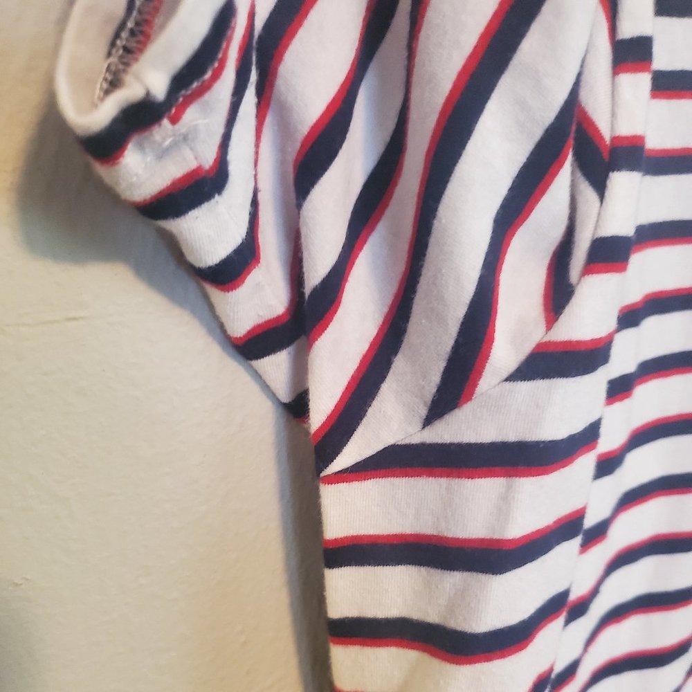 Dickies Women's Cropped Striped Tee Shirt Red, White, & Blue PLUS Size 1X - Picture 7 of 13